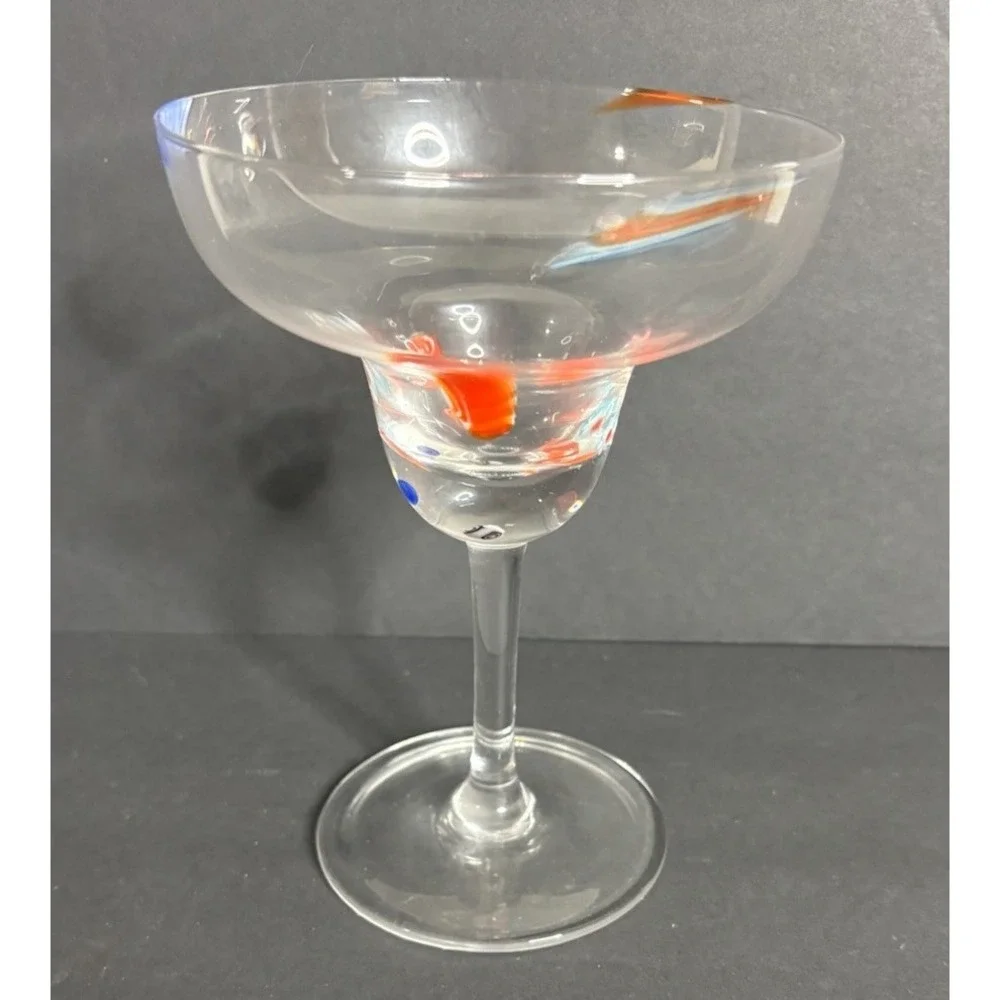 2 Millefiori Margarita Glasses Clear 6.5